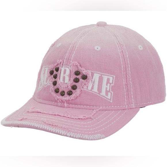 True Religion Accessories - Supreme X True Religion Pink Studded Distressed Trucker Cap